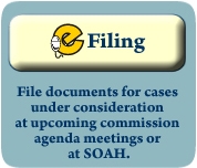 eFiling: File documents for cases under consideration at upcoming commission agenda meetings or at SOAH.