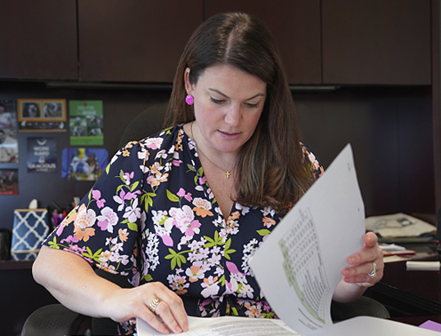 Lindley prepares for her next meeting.