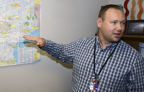 Old-fashioned maps are also indispensable for air quality forecasts. Copeland says the map helps them visualize and discuss variable atmospheric conditions, such as the location of a stalled front.