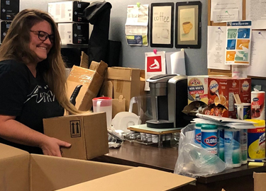 Staff now pack cleaning supplies in-office for use by staff in the field.