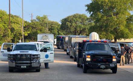 TCEQ's Emergency Management Support Team and the 6th Civil Support Team prepare to leave Austin to provide support to the agency's Beaumont Region..