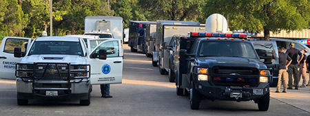 TCEQ's Emergency Management Support Team and the 6th Civil Support Team prepare to leave Austin to provide support to the agency's Beaumont Region.