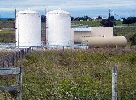 Two 170,000-gallon ground storage tanks in the Lake Valley water system.