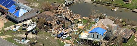 Aerial view of Hurricane Harvey damage