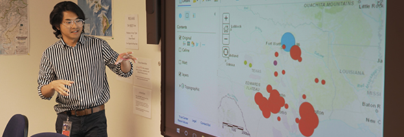 Mathew Ooi explains how the GIS layers he and another intern are developing will be implemented into the NPS Program Public Viewer.