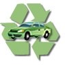 Logo displaying a green car superimposed on the universal recycling symbol comprised of matching green arrows that was used to highlight the list of gasoline vehicle recyclers participating in the AirCheckTexas Drive a Clean Machine program. These recyclers have on-site shredders.