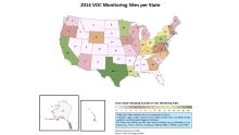 VOC Monitoring Sites by U.S. State in 2014
