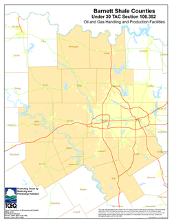 Barnett Shale Counties Map - Small