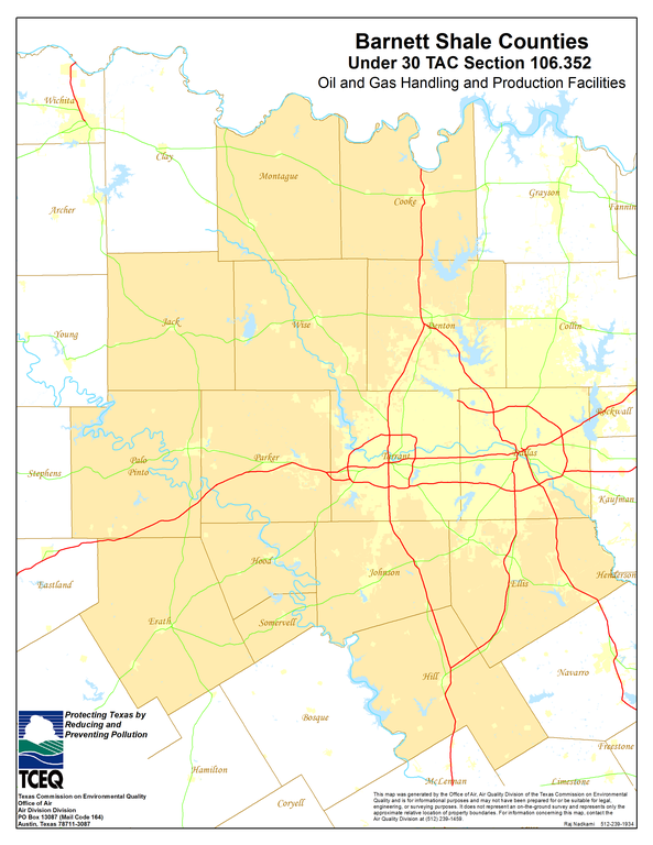 Barnett Shale Counties Map