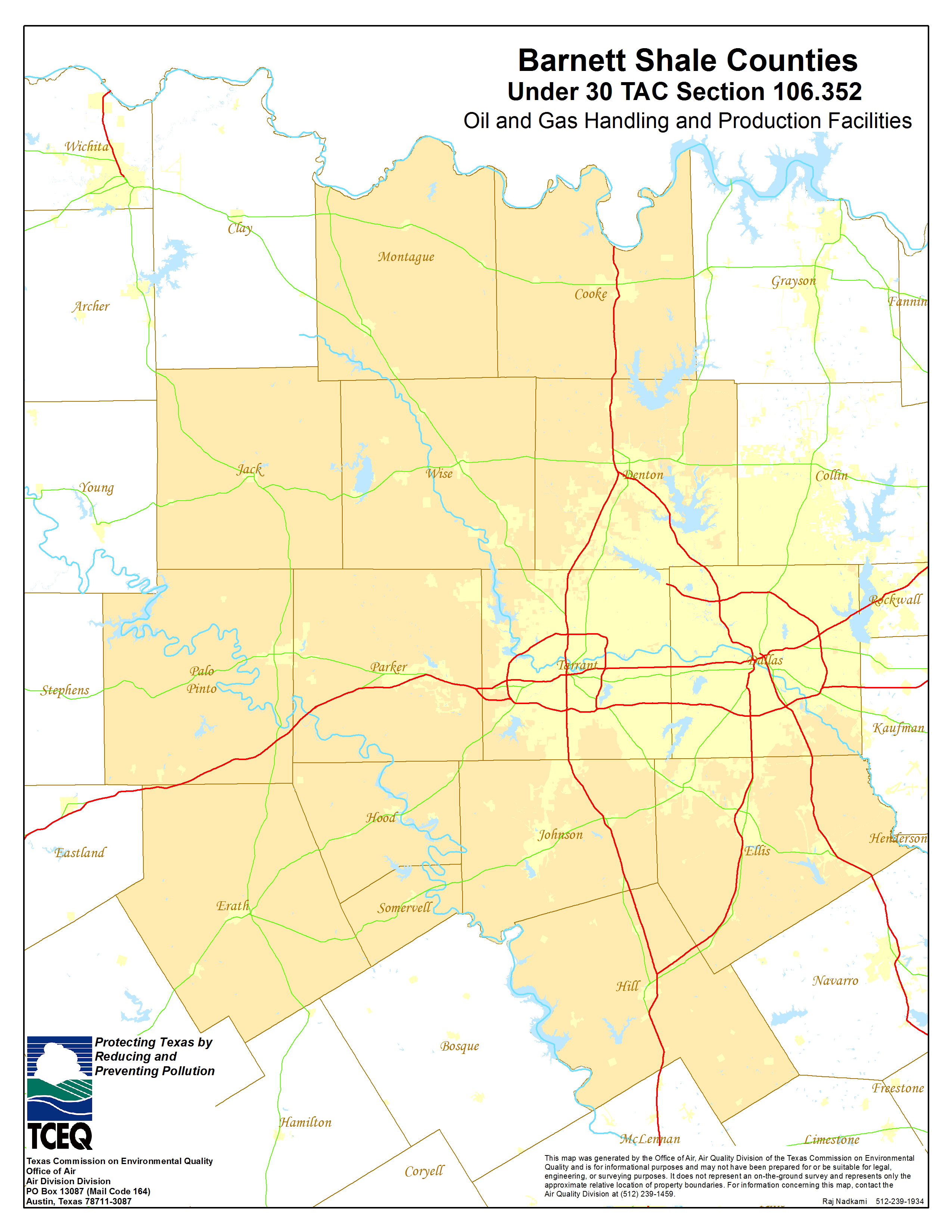 Barnett Shale Counties Map
