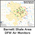Barnett Shale Area DFW Monitors Map - Small