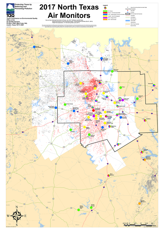 Barnett Shale Area DFW Monitors Map
