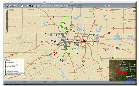Barnett Shale Air Sampling Map Viewer
