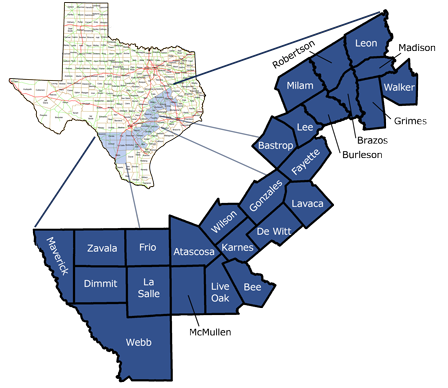 Eagle Ford Shale Counties Map