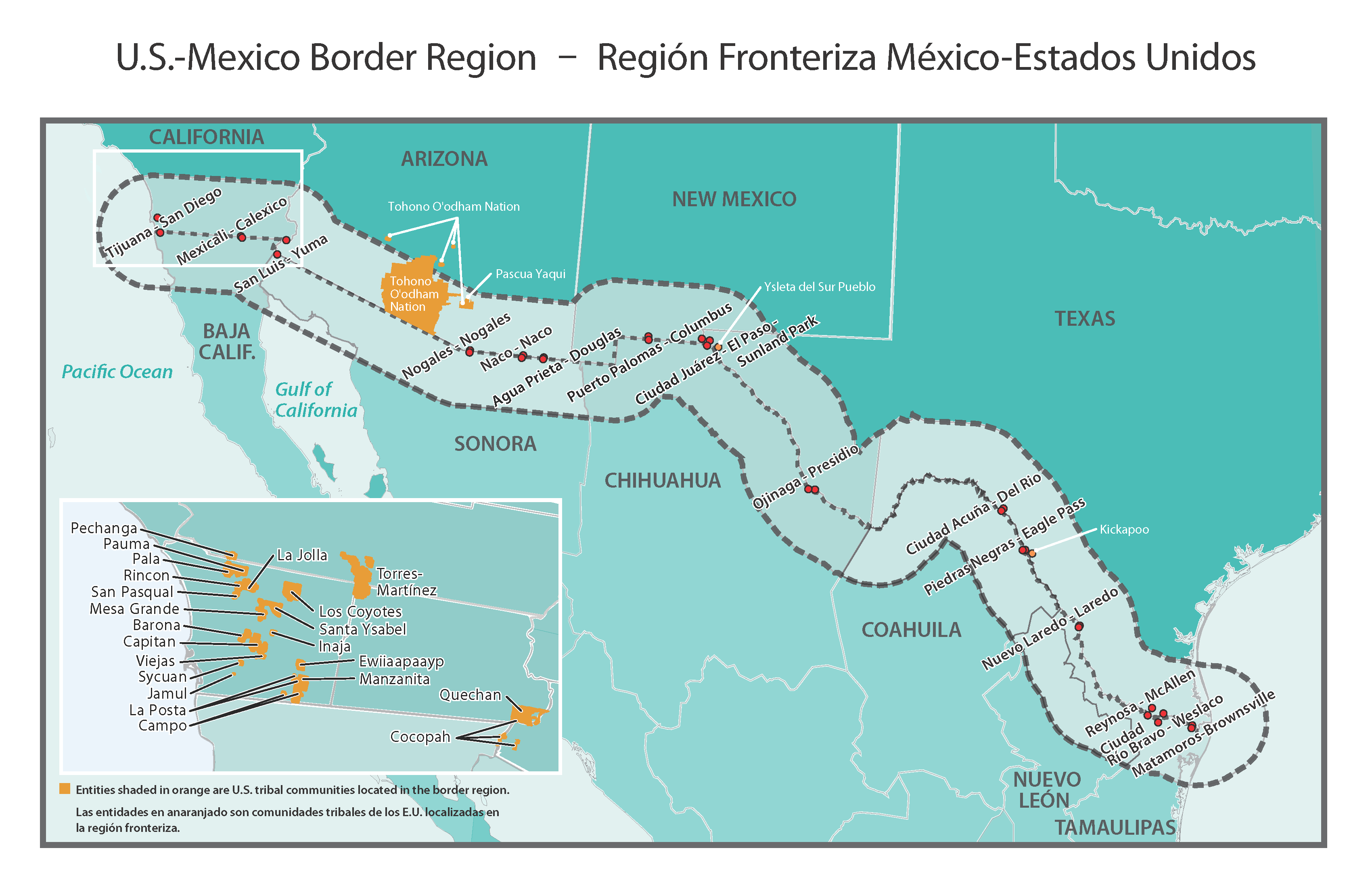Map of Border 2020 Regional Workshops