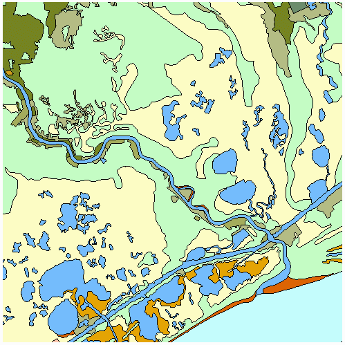 view of map showing the brazos-colorado river at the gulf coast