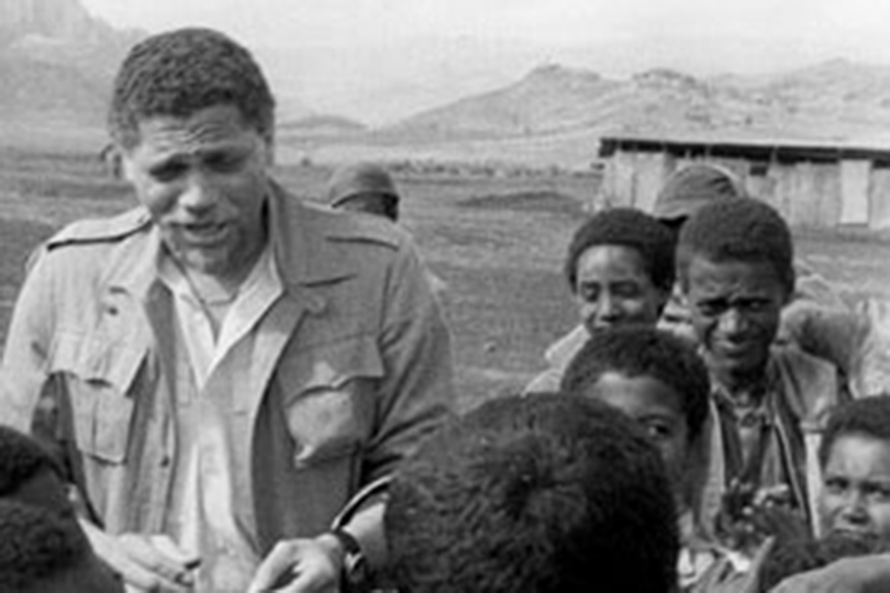 photo of Leland leads a House delegation to Ethiopia on a tour of famine-stricken areas in 1984