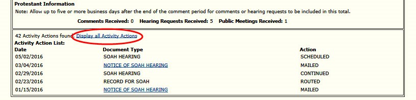 Figure 3 showing the activity actions section of the results page. The phrase Display All Activity Actions is circled.