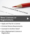 New Licenses or Registrations