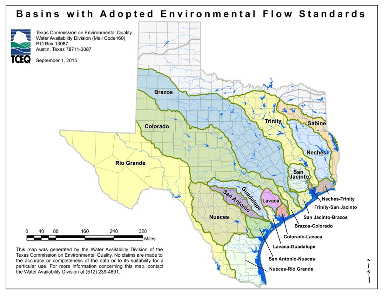 Large Environmental Flow Basins Map