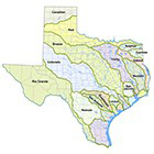 Map of river basins in Texas