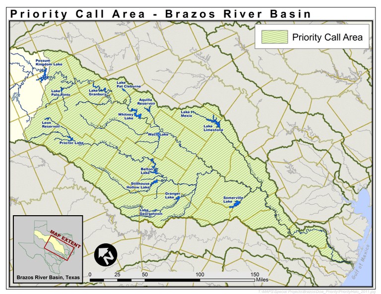 Map: Brazos River Priority Call Area