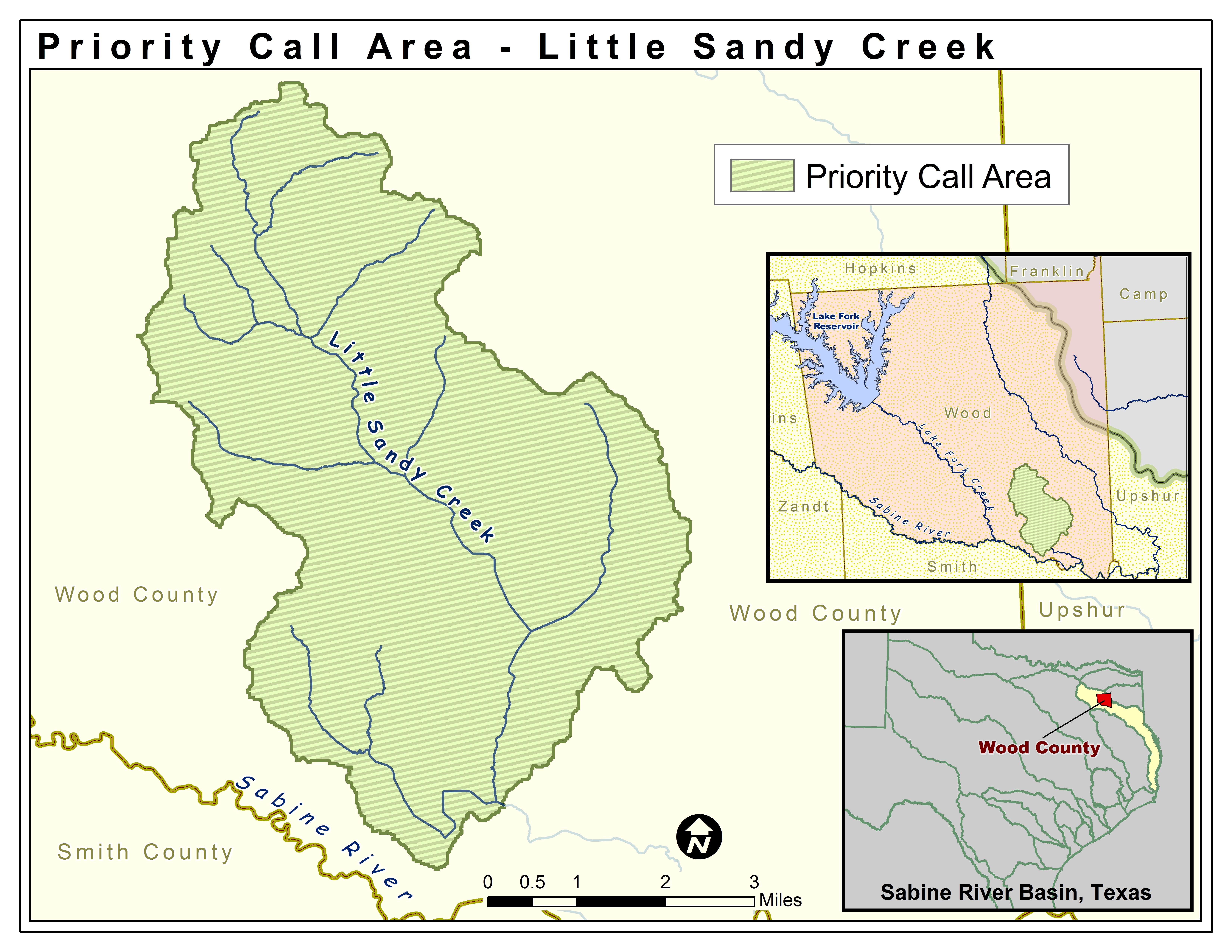 Map of the Little Sandy Watershed Priority Call Area