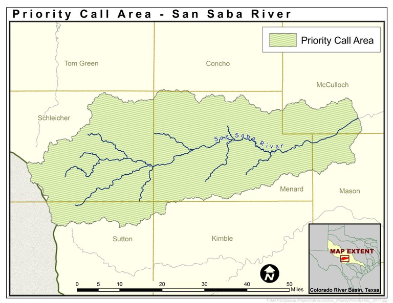Map: San Saba Watershed Priority-Call Area