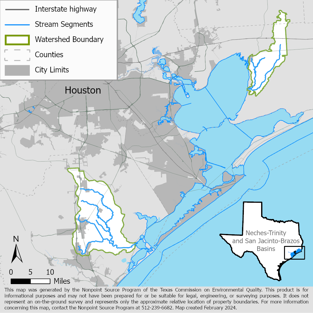 Bastrop Bayou and Double Bayou Watersheds Map