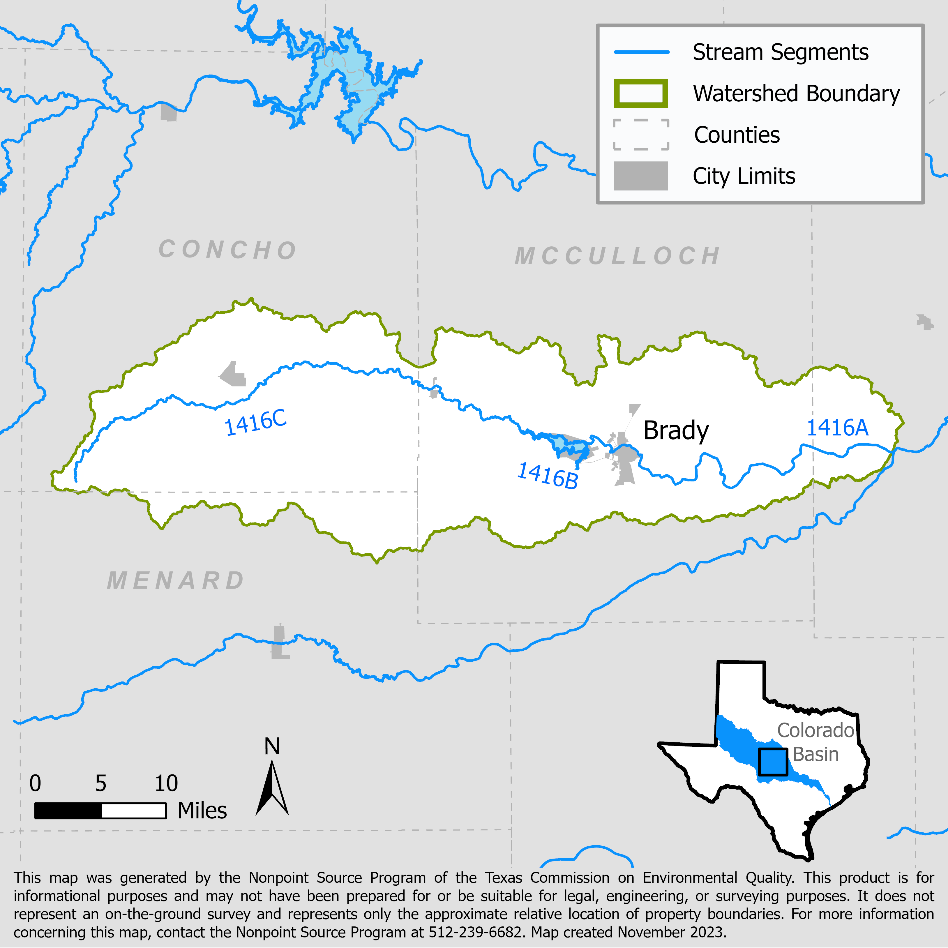 Brady Creek Watershed Map