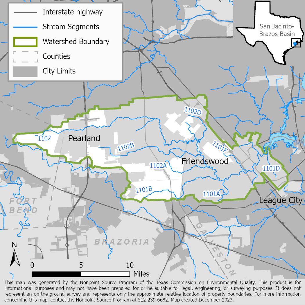 Map of the Clear Creek watershed showing stream segments.