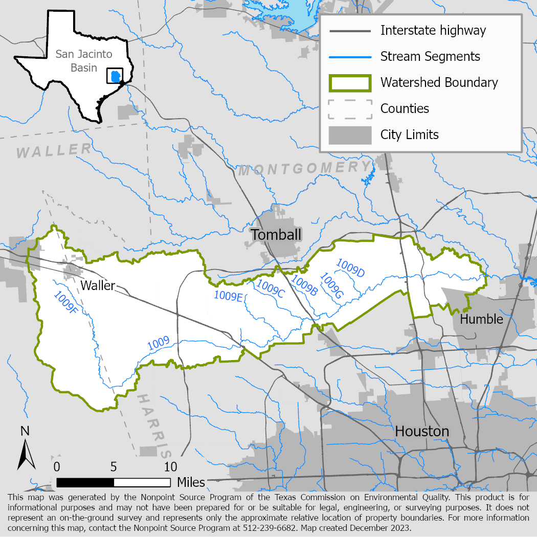 Cypress Creek (Segment 1009) Watershed Map