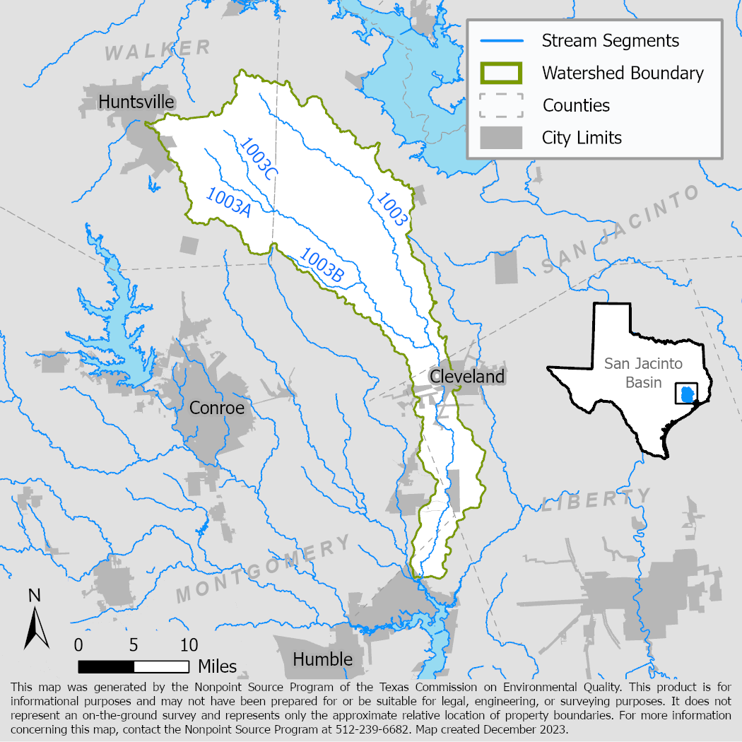 Map of the East Fork San Jacinto watershed showing stream segments.