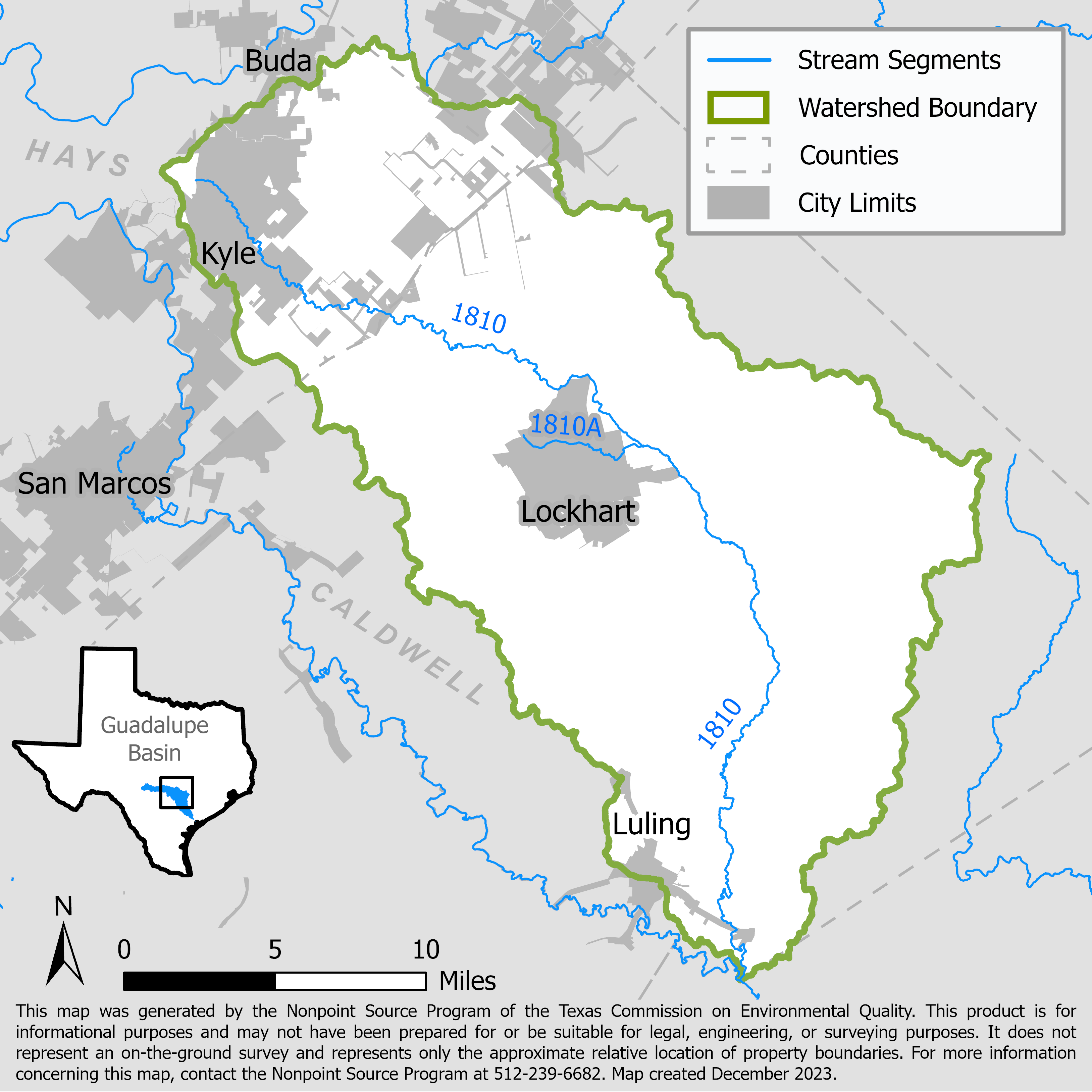 Map of the Plum Creek watershed with stream segments.