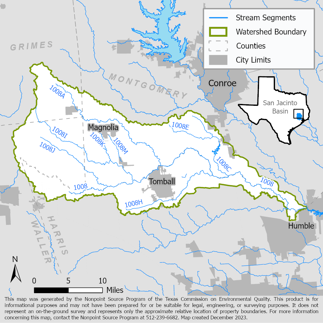 Map of the Spring Creek watershed showing stream segments.