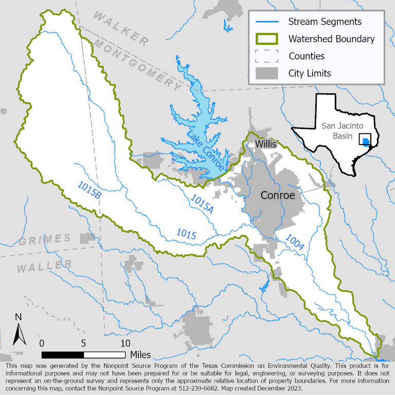 West Fork San Jacinto River and Lake Creek Watershed Map