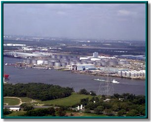 aerial photo of the houston ship channel
