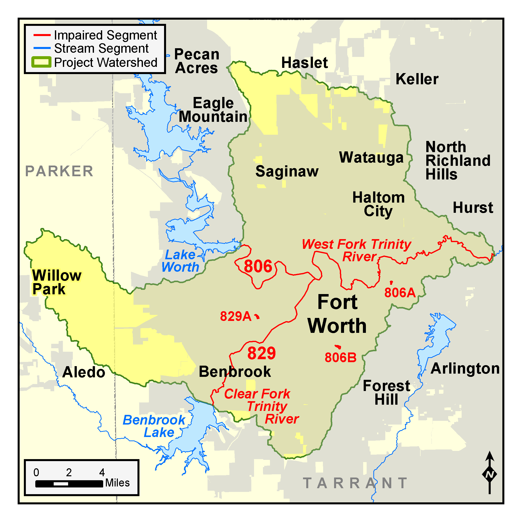 Fort Worth Legacy Pollutants map 02 map of watersheds in the Fort Worth area TMDLs for legacy pollutants