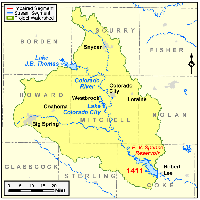 E.V. Spence Reservoir watershed map 04