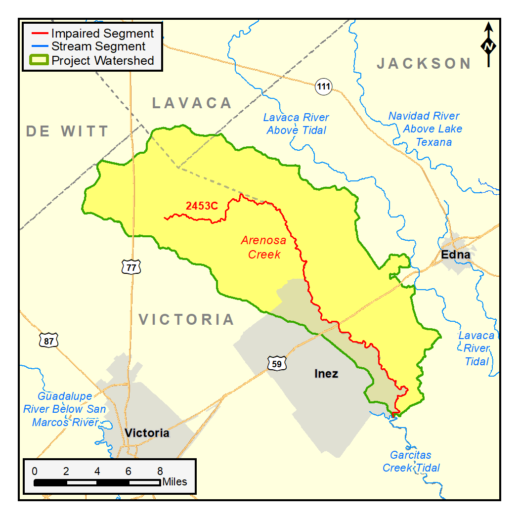 map of the Arenosa Creek watershed