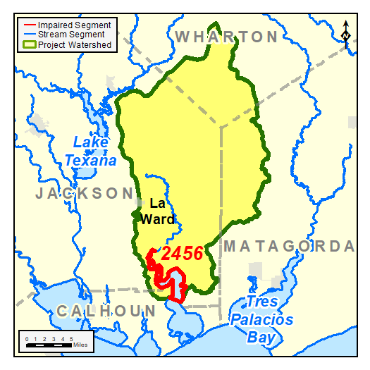map of the Carancahua Bay watershed
