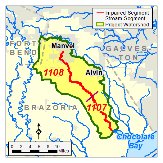Chocolate Bayou watershed map 114