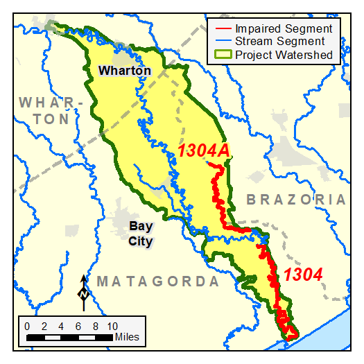 map of the Caney Creek Tidal watershed