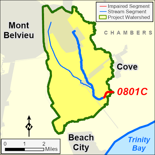 map of the Cotton Bayou watershed