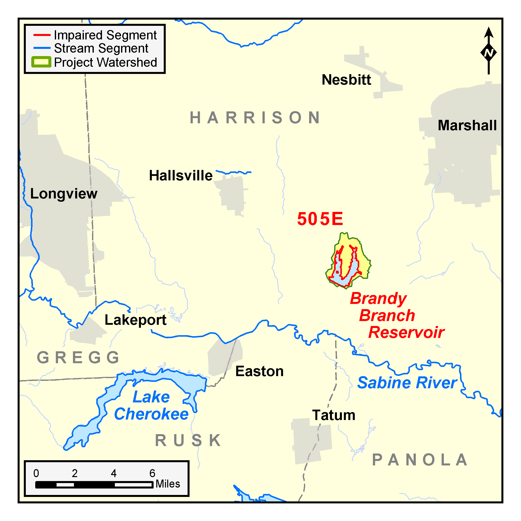 map of the Brandy Branch Reservoir watershed