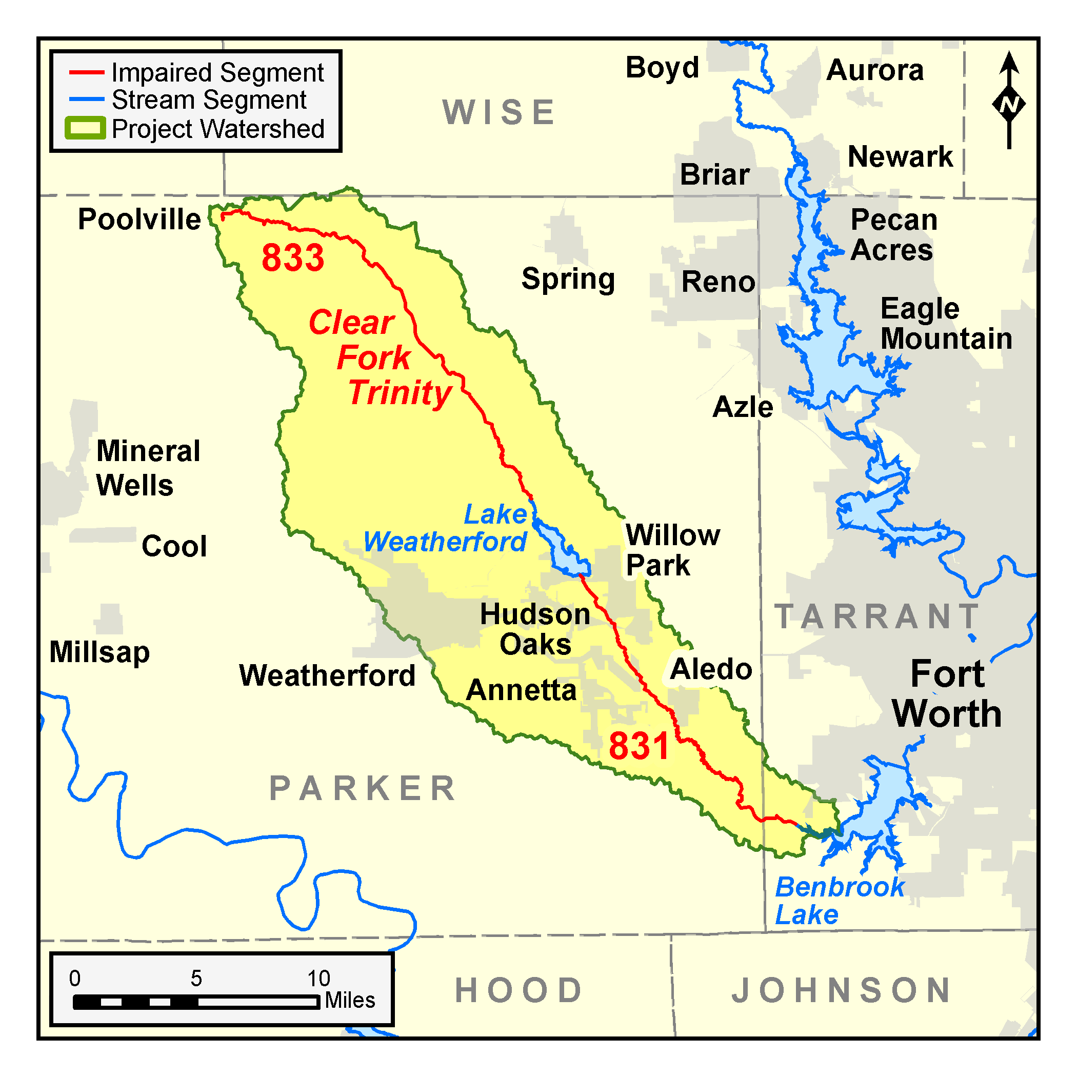 map of the Clear Fork Trinity watershed