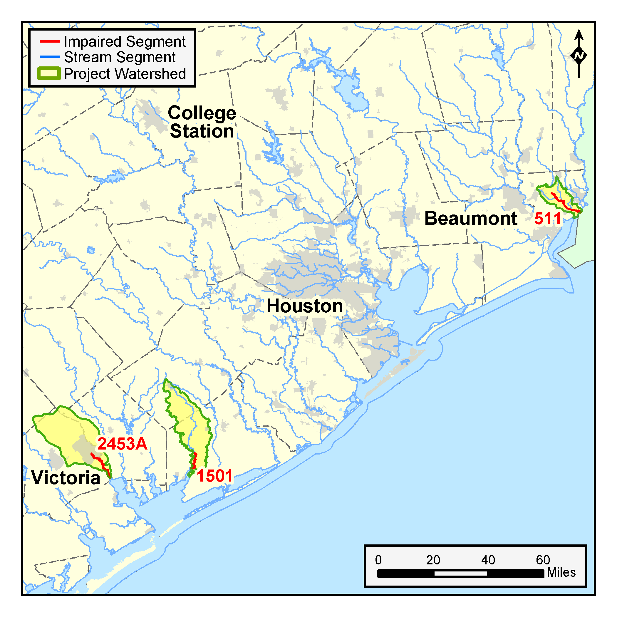 map of the Phase I Tidal Streams watersheds