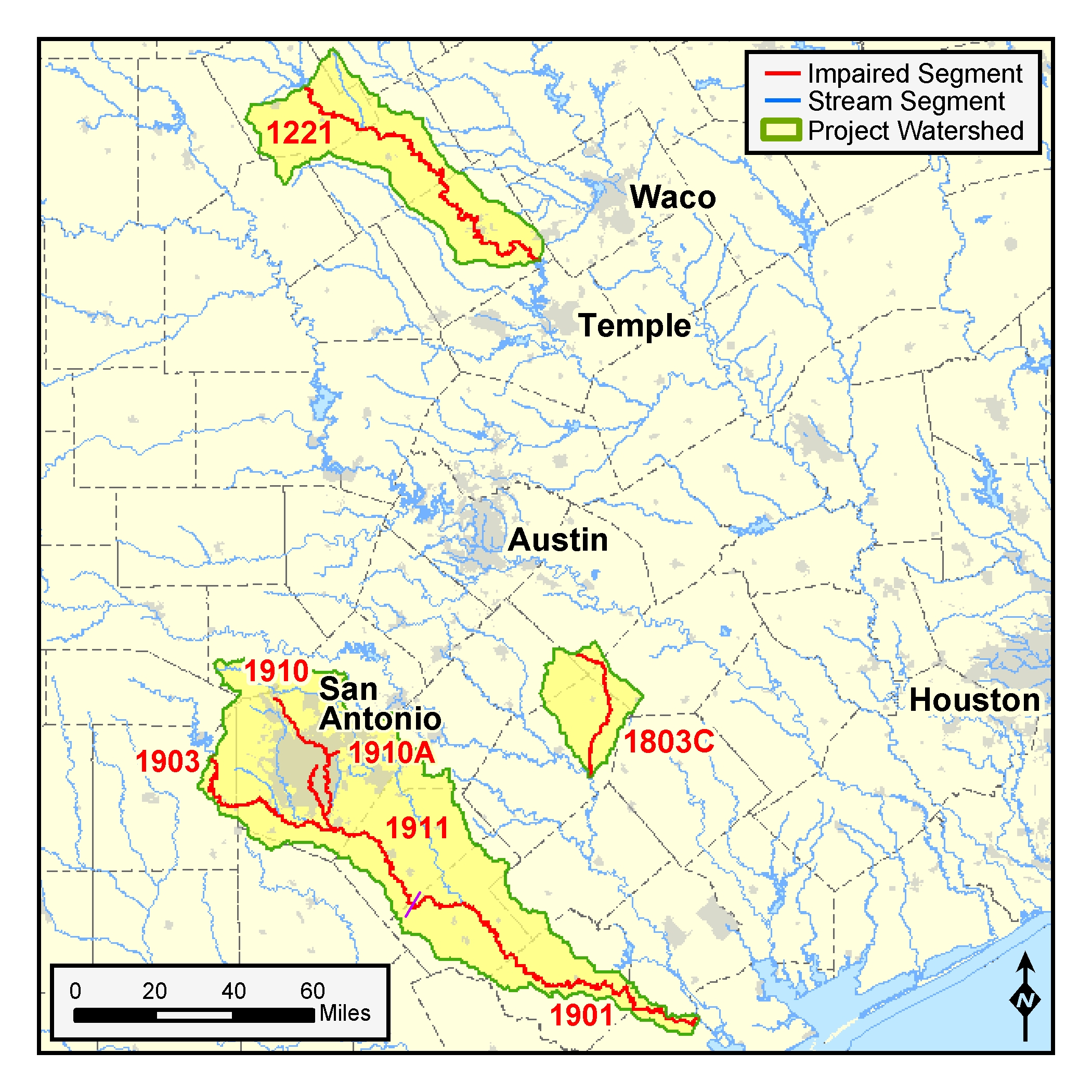 map of the watersheds in the San Antonio area regional assessment