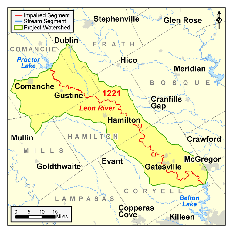 Leon River watershed map 34