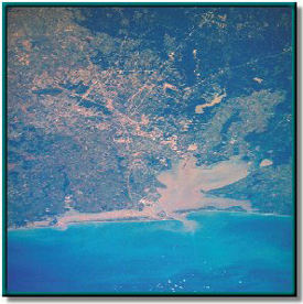 aerial photo of Galveston Bay